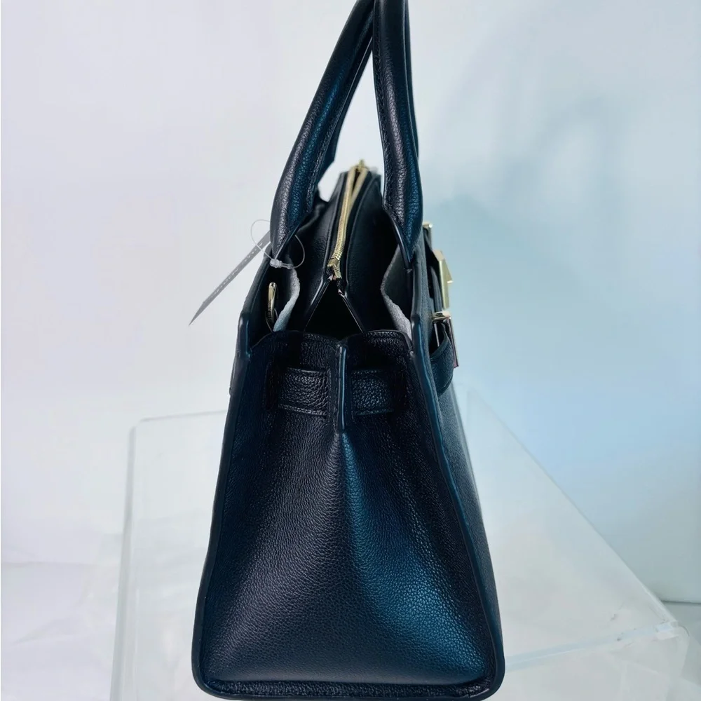 kate spade new york Deco Pebbled Leather Medium Satchel Black